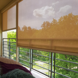 Screen SK90 Balkonrollo in Cremefarbe mit Elektromotor, Maße: 460x260 cm